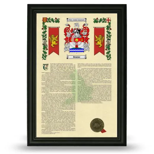 Bourne Armorial History Framed - Black
