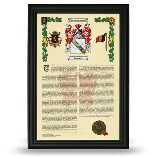 Bournite Armorial History Framed - Black