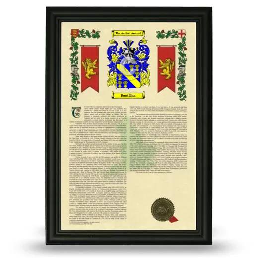 Boutillier Armorial History Framed - Black