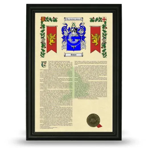Bouys Armorial History Framed - Black