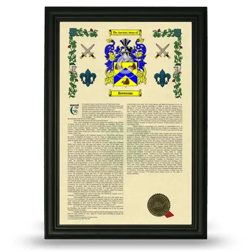 Boverons Armorial History Framed - Black