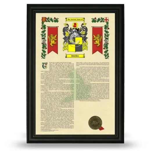 Bowden Armorial History Framed - Black