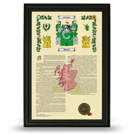 Bowers Armorial History Framed - Black