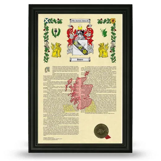 Boyce Armorial History Framed - Black