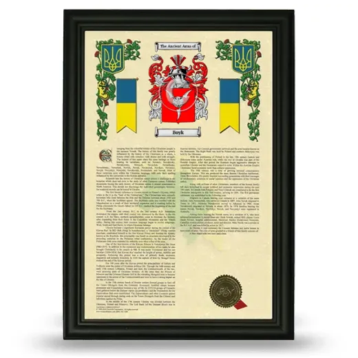 Boyk Armorial History Framed - Black