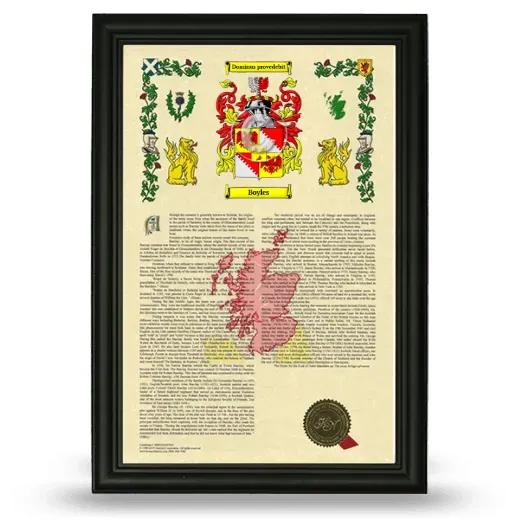 Boyles Armorial History Framed - Black