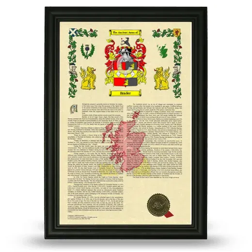 Brader Armorial History Framed - Black