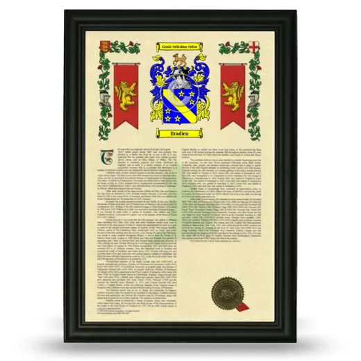 Bradien Armorial History Framed - Black