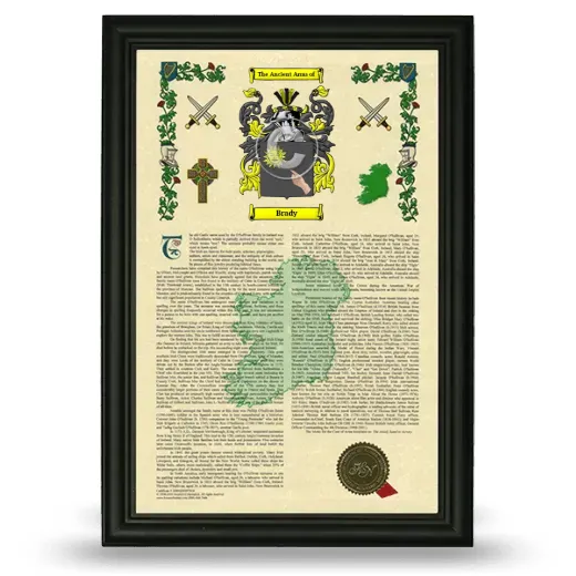 Brady Armorial History Framed - Black