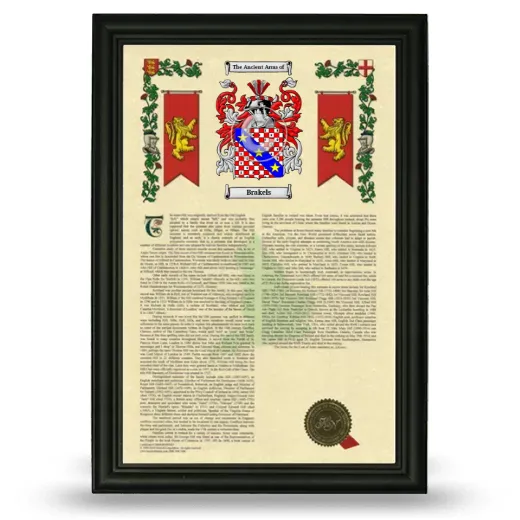 Brakels Armorial History Framed - Black
