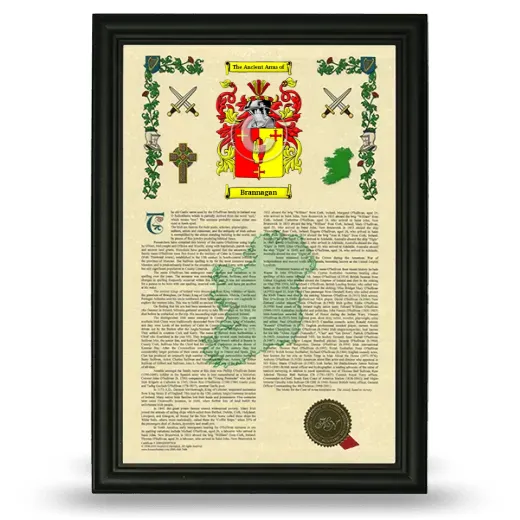 Brannagan Armorial History Framed - Black
