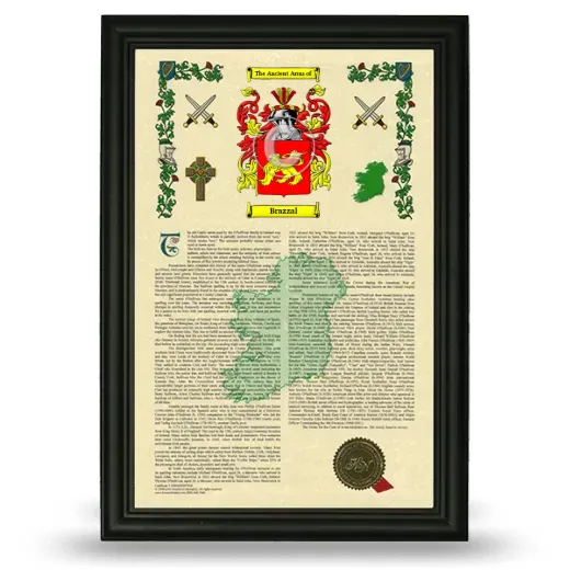 Brazzal Armorial History Framed - Black