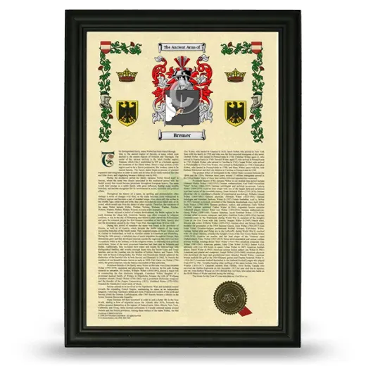 Bremer Armorial History Framed - Black