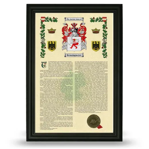 Brenningmeyer Armorial History Framed - Black