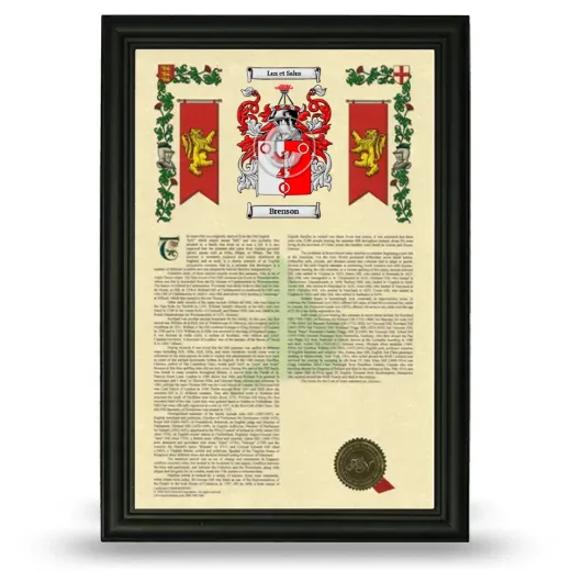 Brenson Armorial History Framed - Black