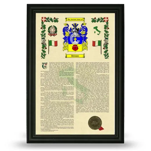 Bressan Armorial History Framed - Black