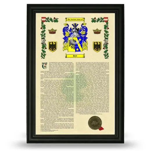 Bret Armorial History Framed - Black