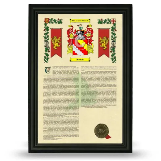 Brewar Armorial History Framed - Black