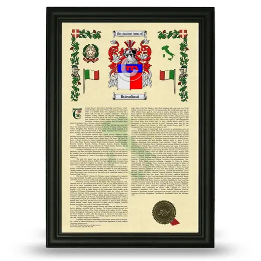 Briccaliani Armorial History Framed - Black