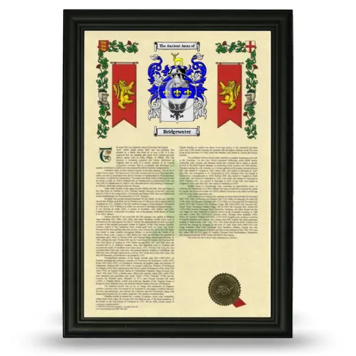 Bridgewater Armorial History Framed - Black