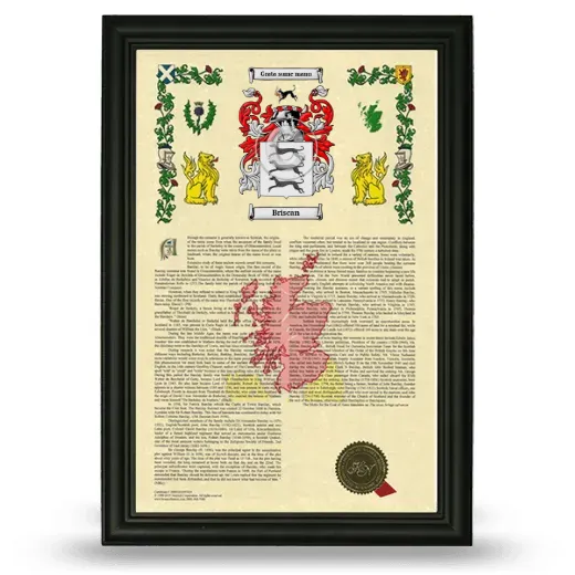 Briscan Armorial History Framed - Black