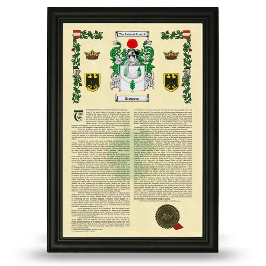 Broggen Armorial History Framed - Black
