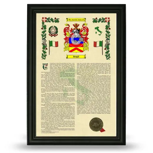 Brogli Armorial History Framed - Black