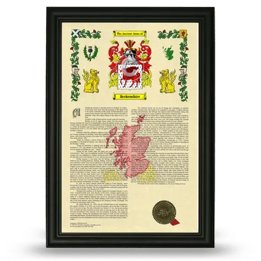 Brokenshire Armorial History Framed - Black