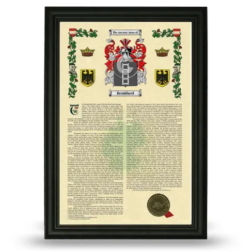 Broukhard Armorial History Framed - Black