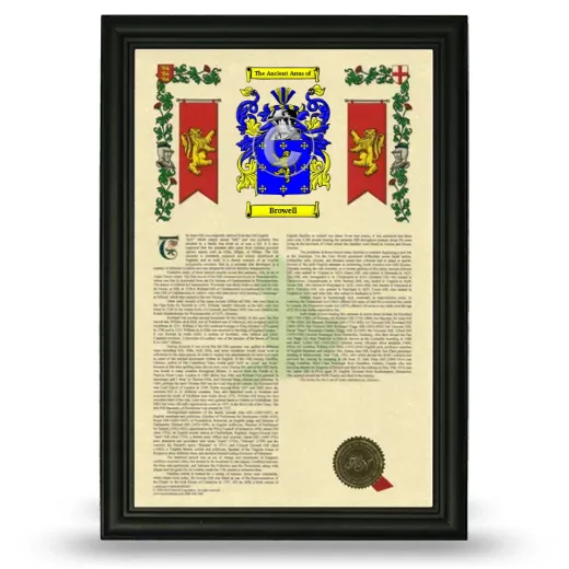 Browell Armorial History Framed - Black