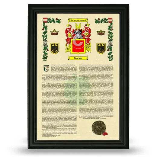 Bruches Armorial History Framed - Black