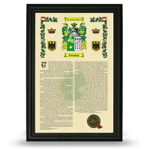 Brunninger Armorial History Framed - Black