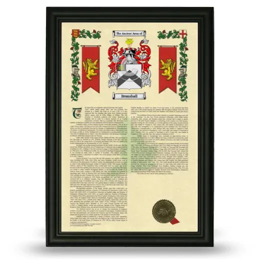 Brunshall Armorial History Framed - Black