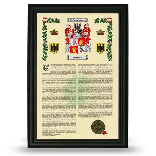 Brutscher Armorial History Framed - Black