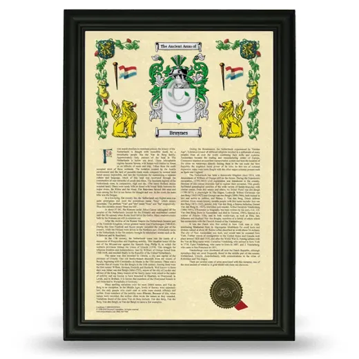 Bruynes Armorial History Framed - Black