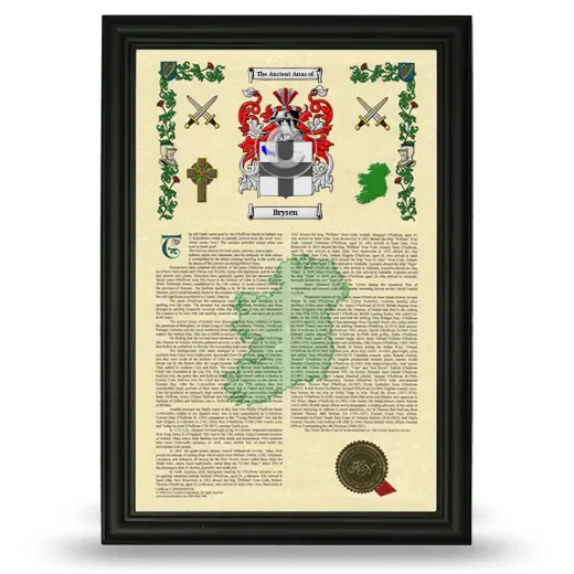 Brysen Armorial History Framed - Black