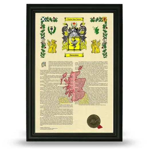 Bucanion Armorial History Framed - Black
