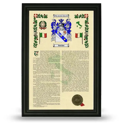 Buccino Armorial History Framed - Black