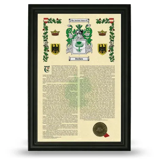 Buchen Armorial History Framed - Black