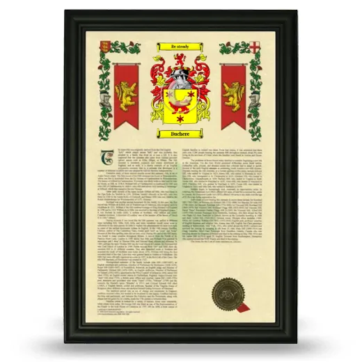 Buchere Armorial History Framed - Black