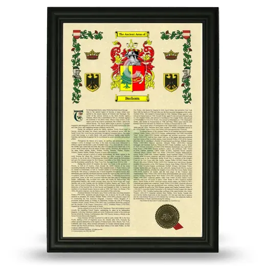 Buchorn Armorial History Framed - Black