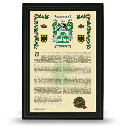 Buechholz Armorial History Framed - Black