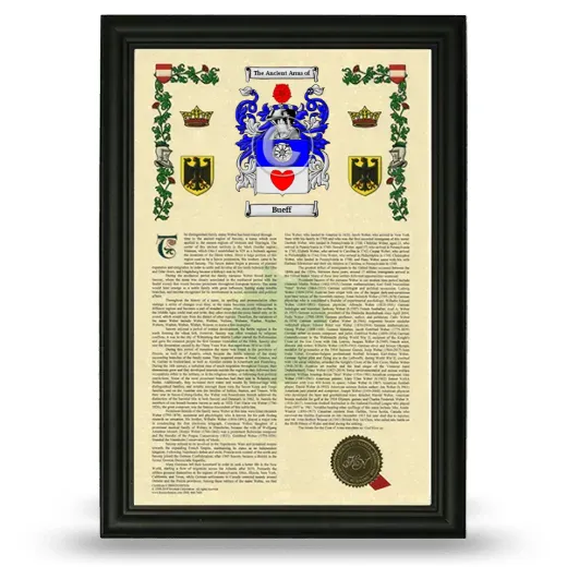 Bueff Armorial History Framed - Black