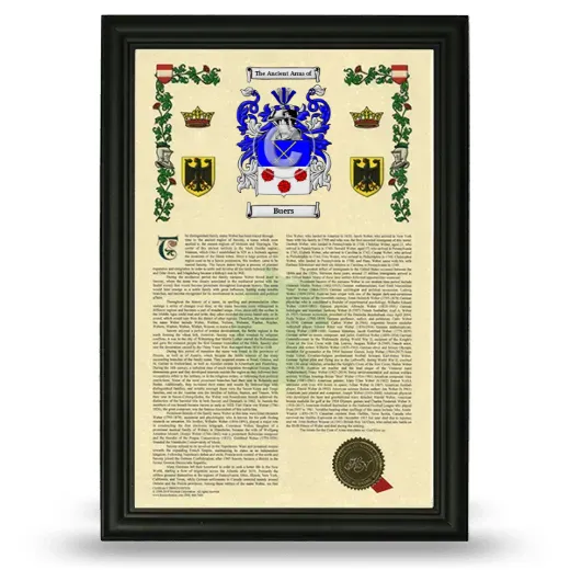 Buers Armorial History Framed - Black