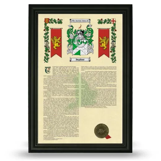 Bugdant Armorial History Framed - Black