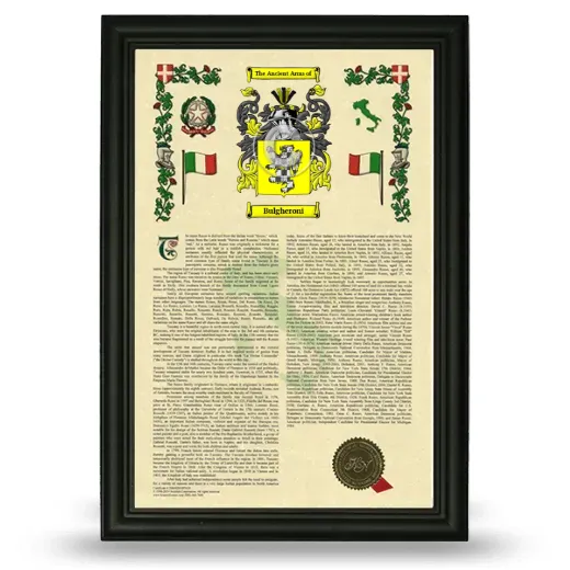 Bulgheroni Armorial History Framed - Black