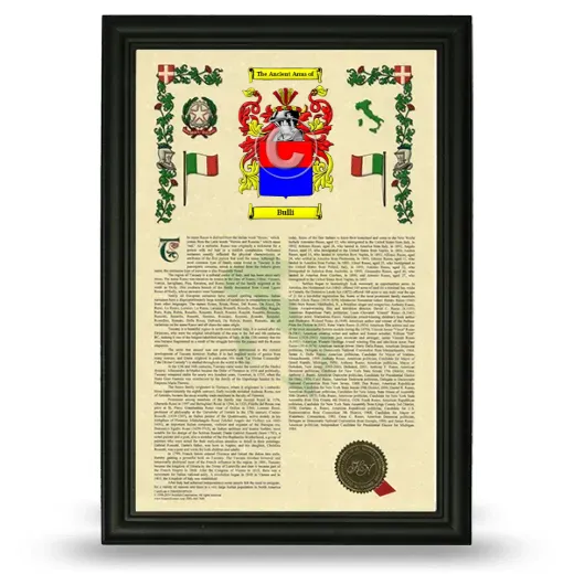 Bulli Armorial History Framed - Black