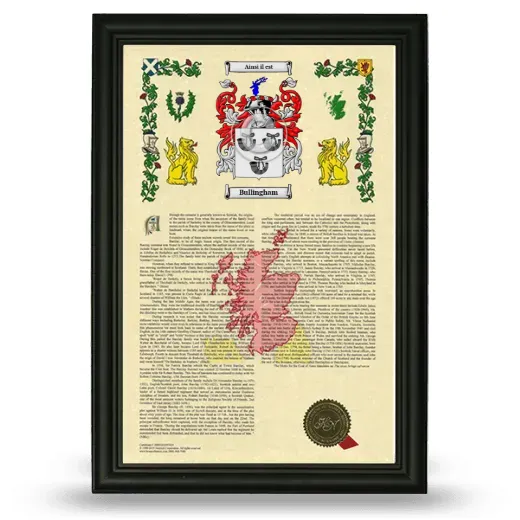 Bullingham Armorial History Framed - Black