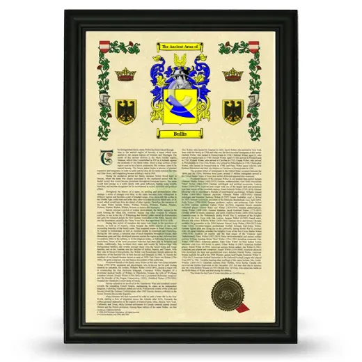 Bullis Armorial History Framed - Black