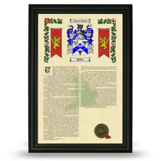 Bullon Armorial History Framed - Black